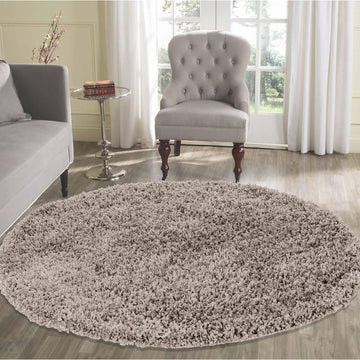 Oxford OXF00 Plain Plush Soft Stain-Resistant Textured Polypropylene Shaggy Light Beige Round Rug-Desire Rugs-Rug Love - The Most Loved Rug Store